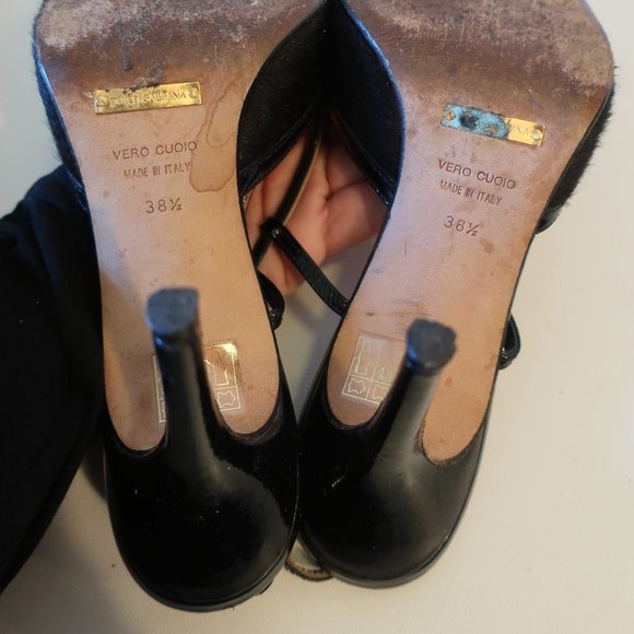 Womens D&G Dolce & Gabbana Black Pointy Leather Slingbacks 38.5 US/8.5 * - Picture 10 of 16